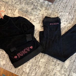 Juicy Couture black pants and matching zip hoodie